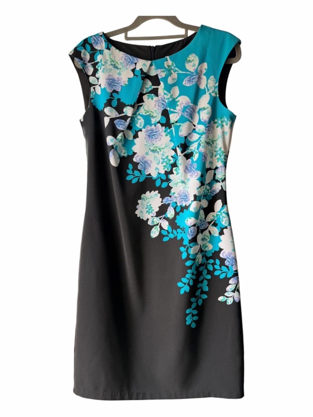 New York & Company Black mini Dress with Teal Floral Vintage